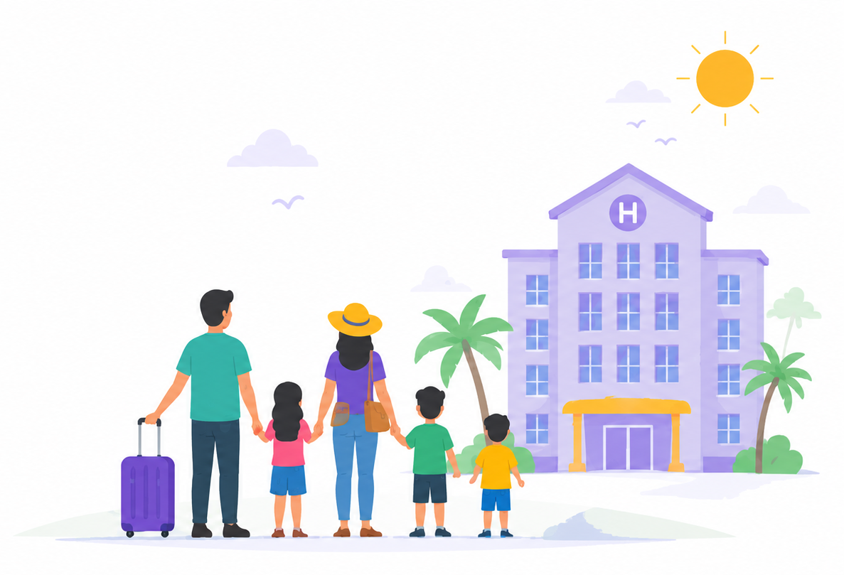 Family finding the perfect hotel room