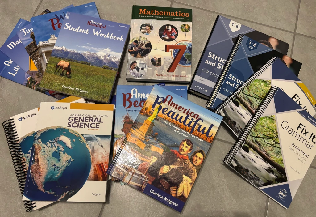 An assortment of textbooks