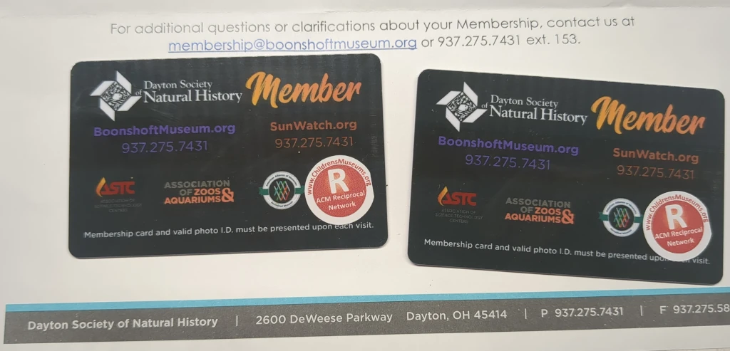 Membership cards to the Boonshoft Museum