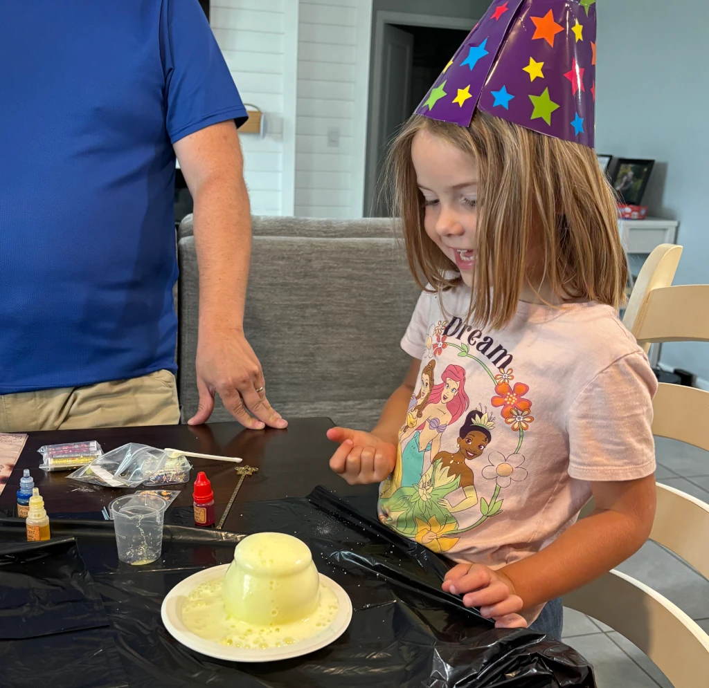 A girl doing a science experiement