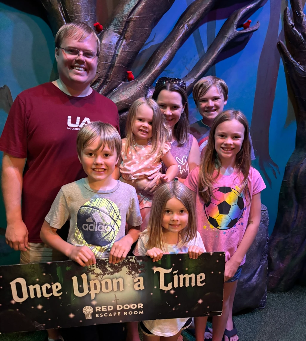 A family that has just completed an escape room