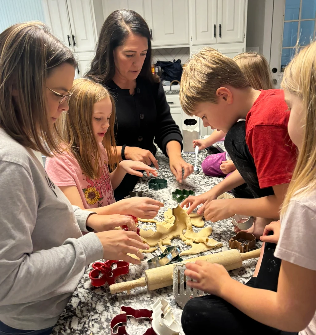 A family making cookies